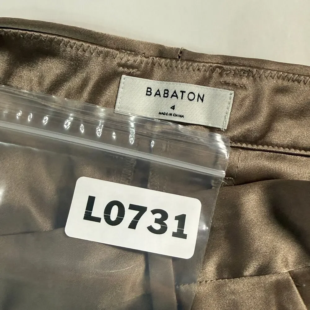 Aritzia Babaton Refined Satin Cargo Pant 4 Tan Bronze Shimmer Adjustable Ankle